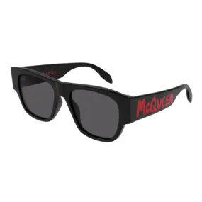 Alexander McQueen Men's Sunglasses Fall Winter Black Grey CR 39 CR 39 Shiny AM0328S 002