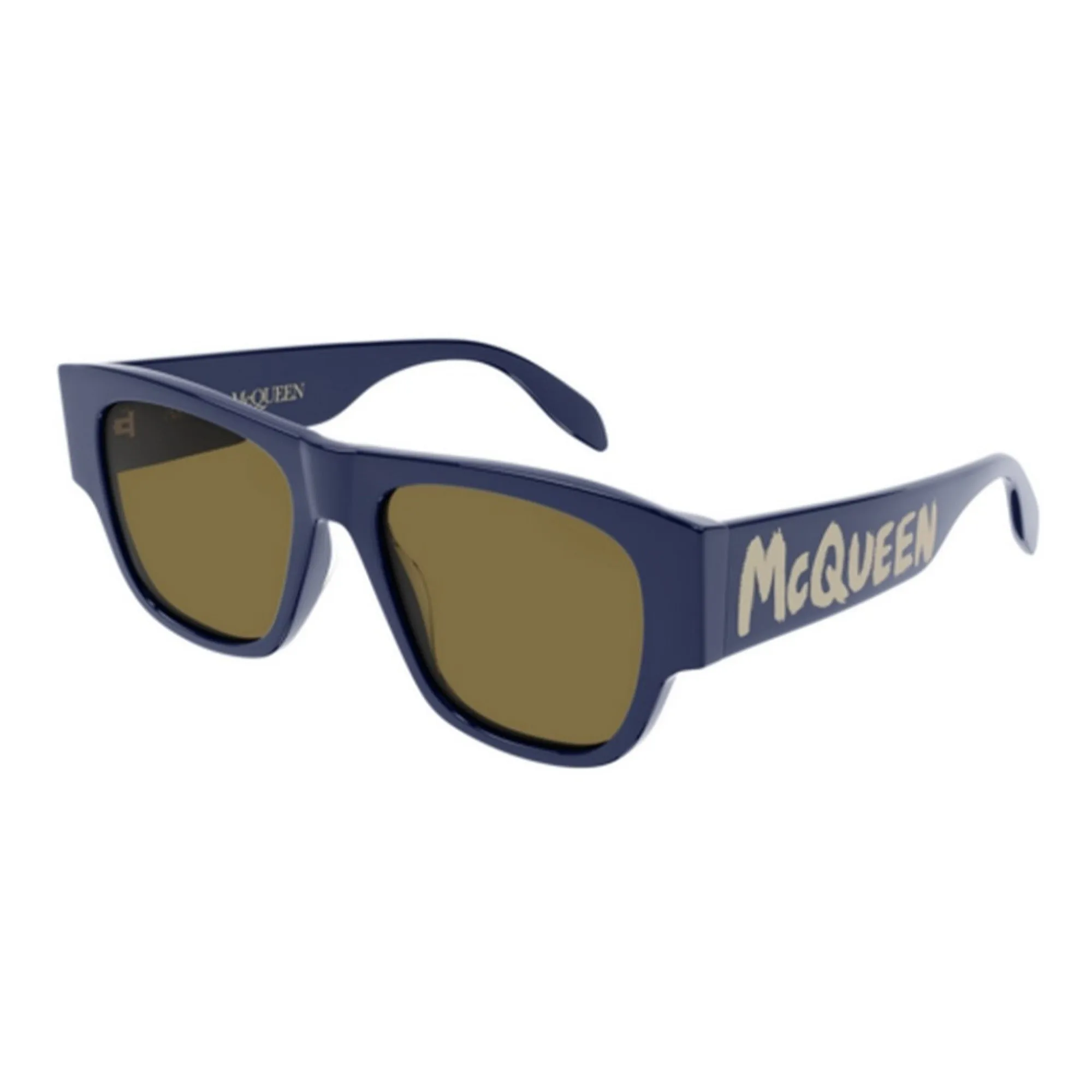 Alexander McQueen Men's Sunglasses Fall Winter Blue Brown CR 39 CR 39 Shiny AM0328S 004