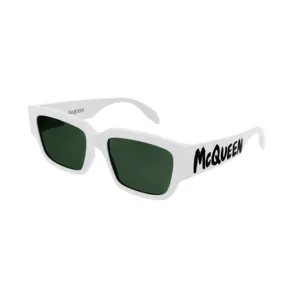 Alexander McQueen Men's Sunglasses Fall Winter White Green CR 39 CR 39 Shiny AM0329S 003