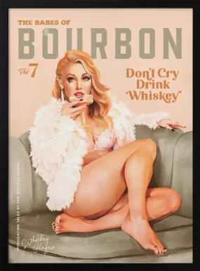 Babes of Bourbon Vol 7 Sexy Vintage Whiskey Pinup Girl - Stretched Canvas, Poster or Fine Art Print