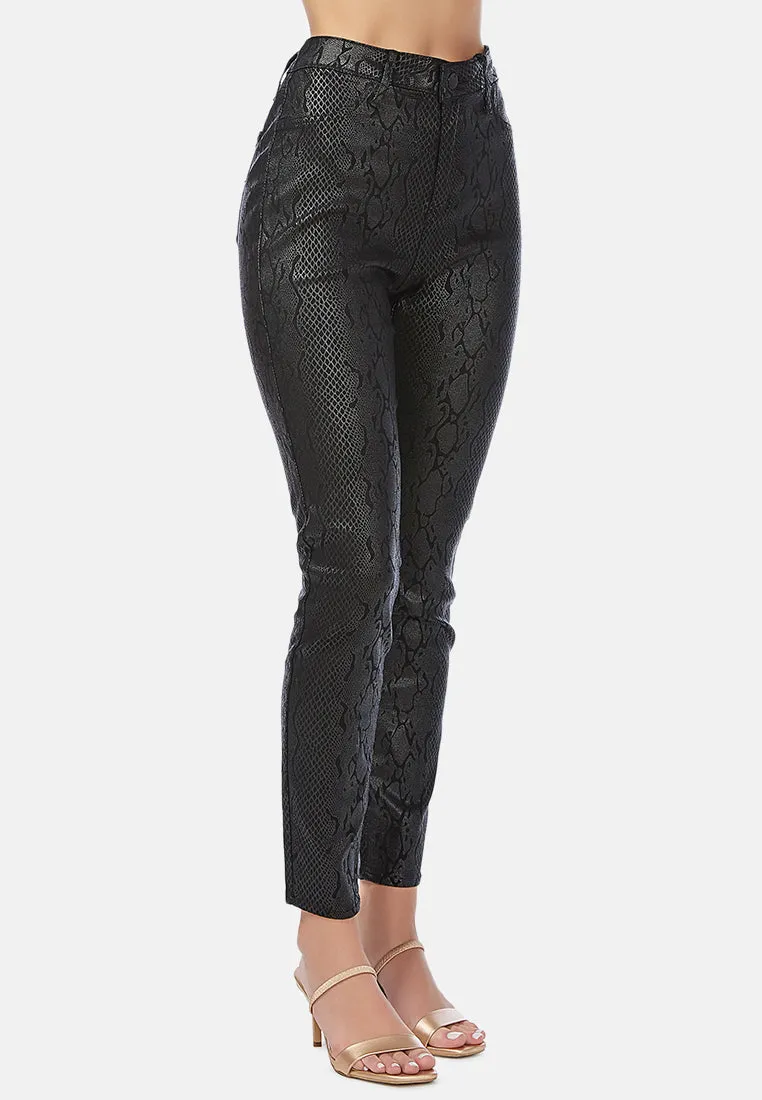 black slither-in shiny slim fit pants