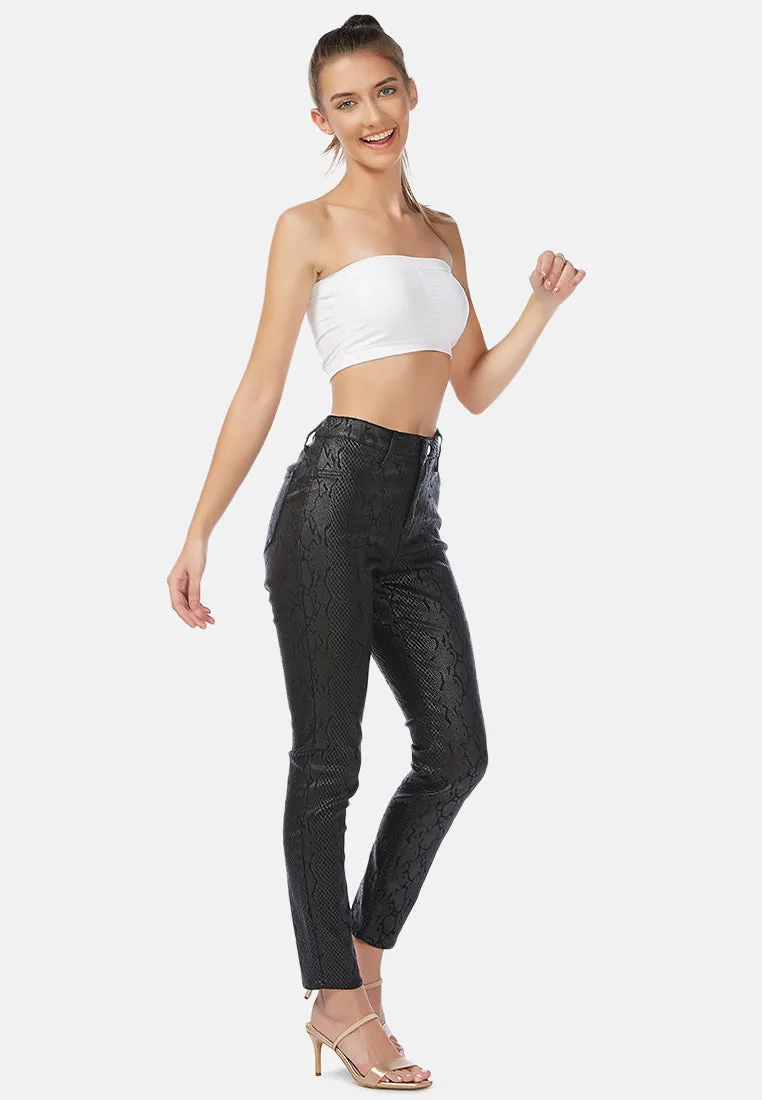 black slither-in shiny slim fit pants