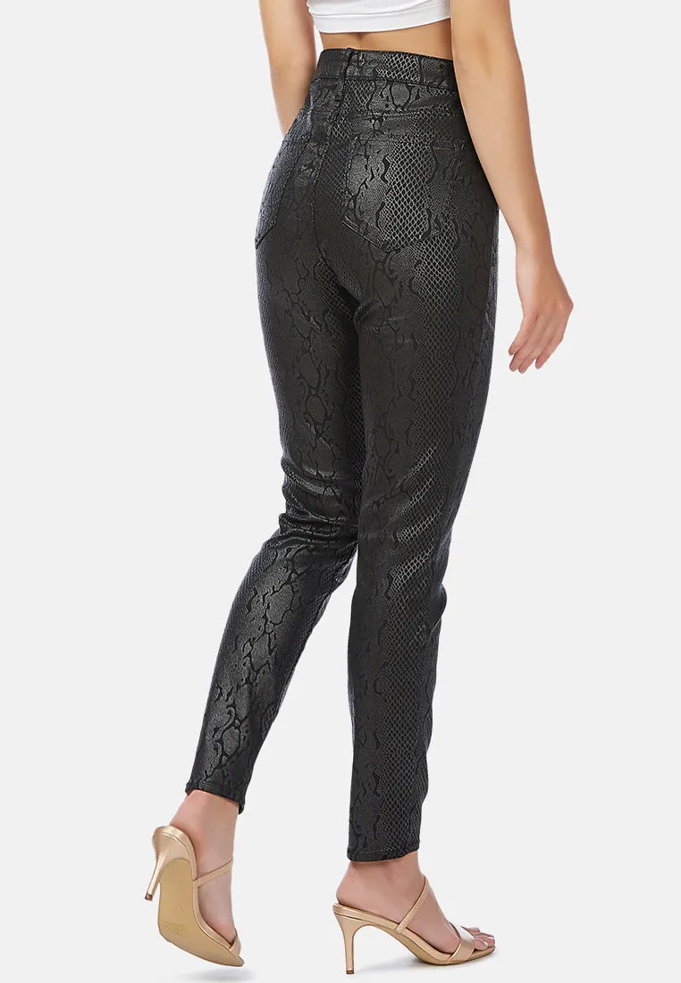 black slither-in shiny slim fit pants