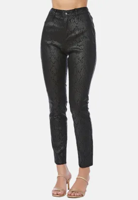 black slither-in shiny slim fit pants