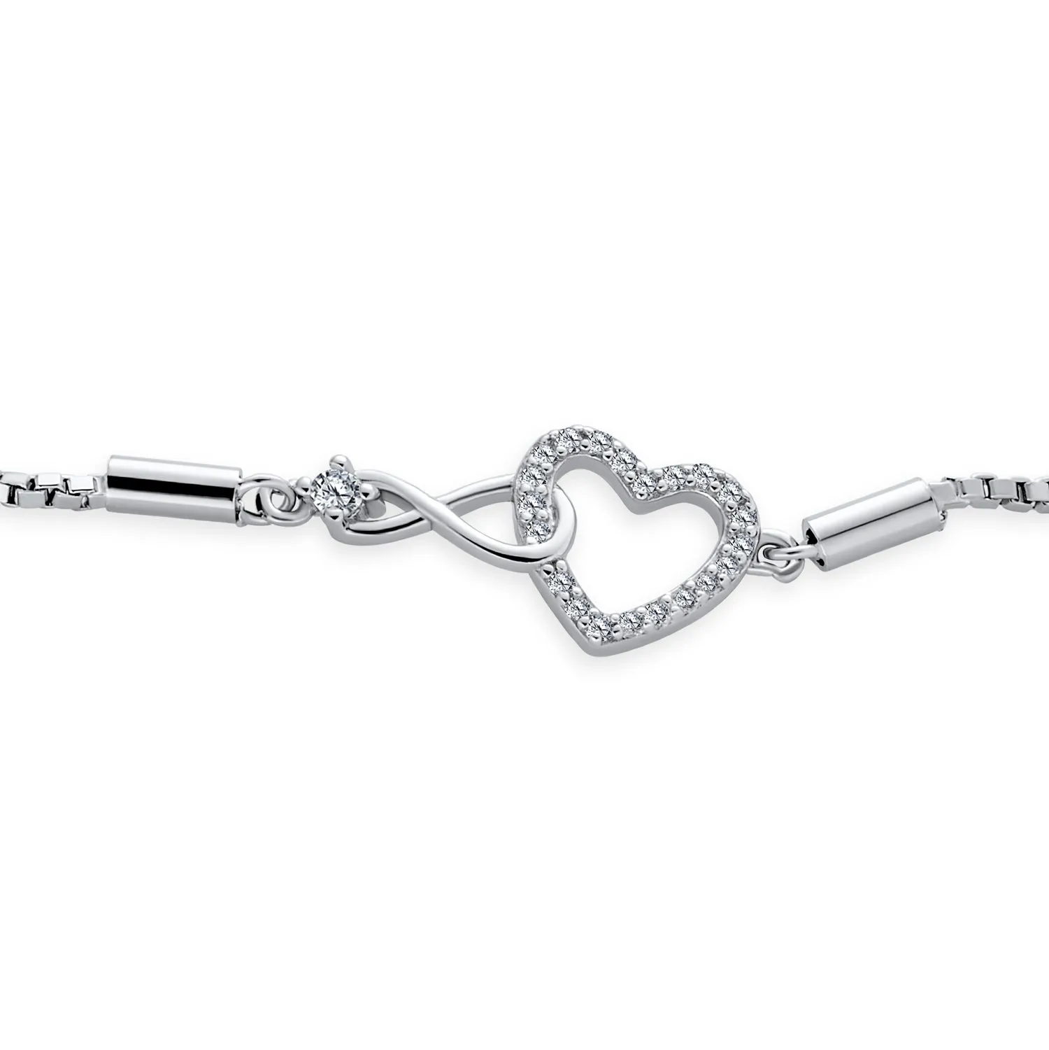 Butterfly Infinity Symbol Heart Bolo Bracelet .925 Sterling Silver