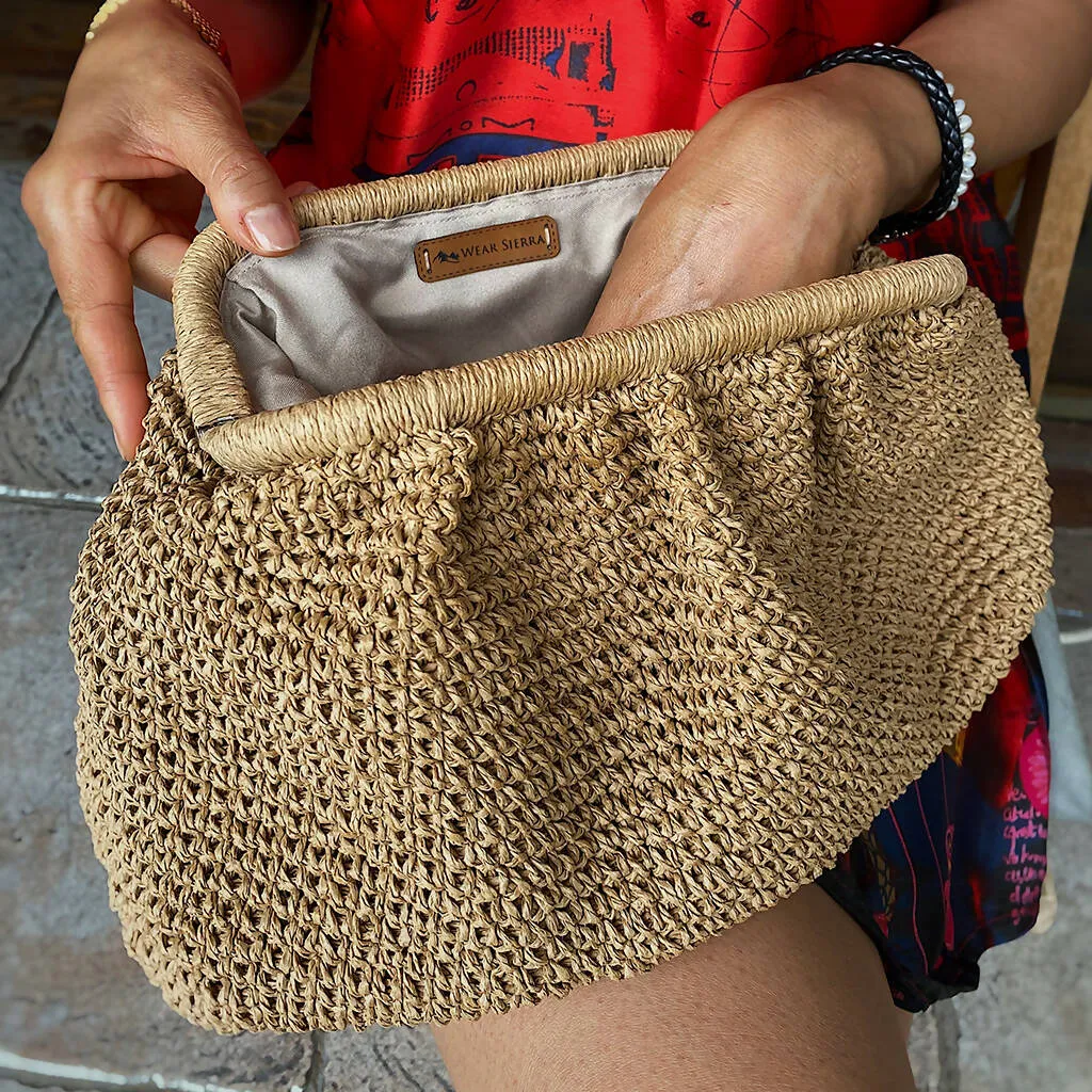 Hand Crafted Clutch Women's Purse Made From Organic Natural Paper Yarn