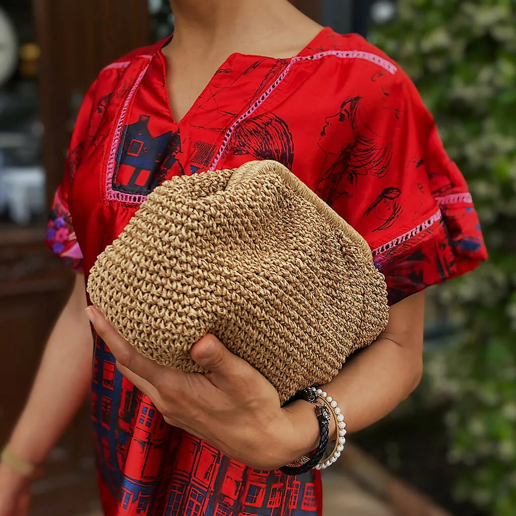 Hand Crafted Clutch Women's Purse Made From Organic Natural Paper Yarn