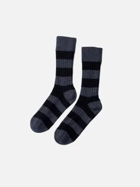 Hawick Cotton Socks in Black / Grey Stripe