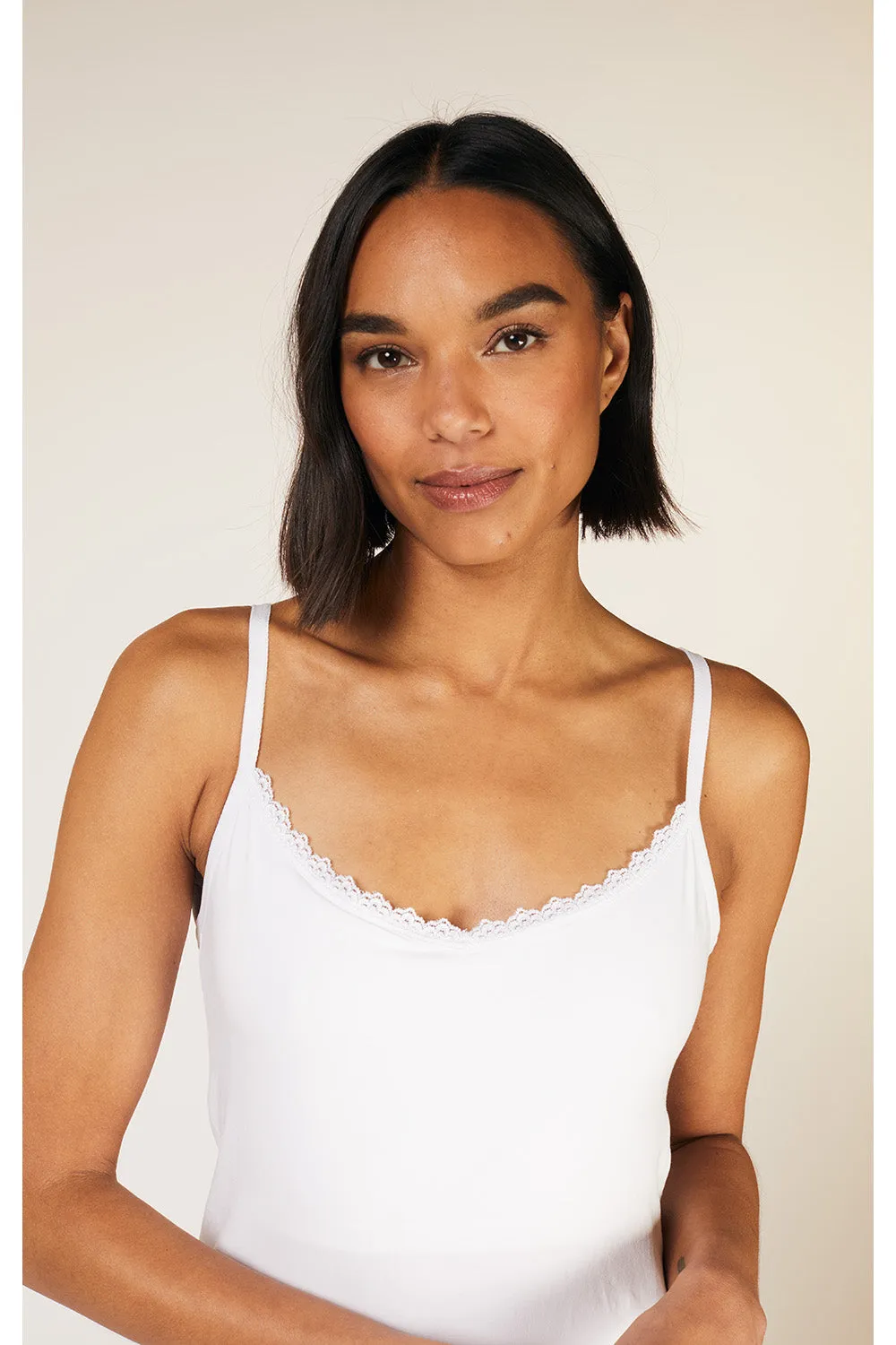 Hidden Support Lace Trim Cami In White