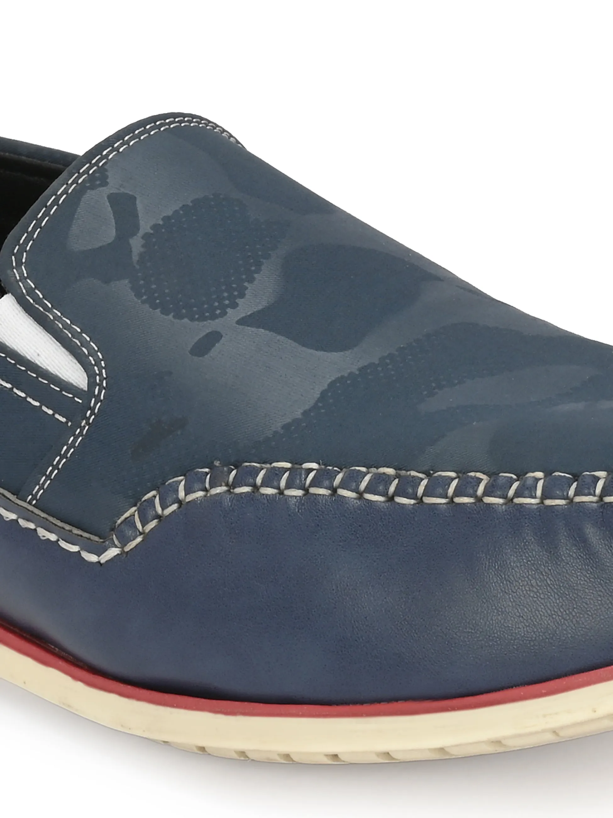 Hitz Men's Blue Leather Moccasins Boat Shoes