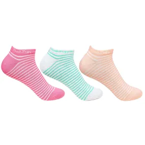 Hush Puppies Women's Stripe Low Ankle Socks - Pack of 3