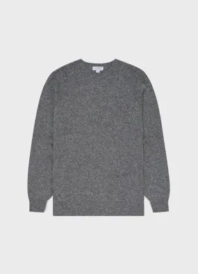 Men's Lambswool Crew Neck Jumper in Mid Grey Melange