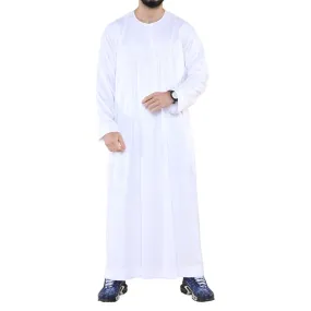 Mens Thobe Jubba Islamic Clothing Muslim Kaftan Emirati Omani Robe Satin Shiny