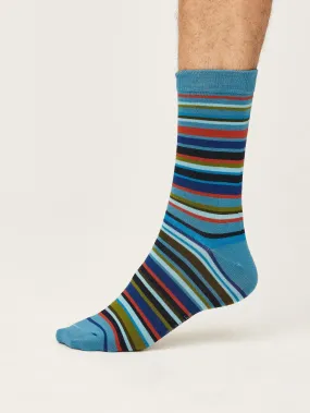 Multistripe Socks - Dusty Blue