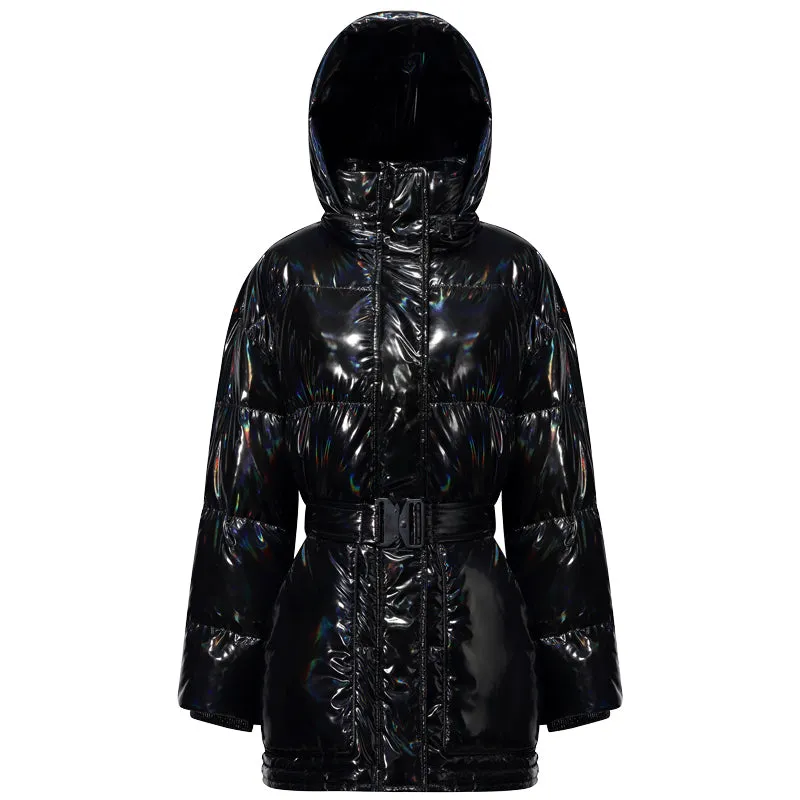 Shiny Hooded Short Goose Down Garment