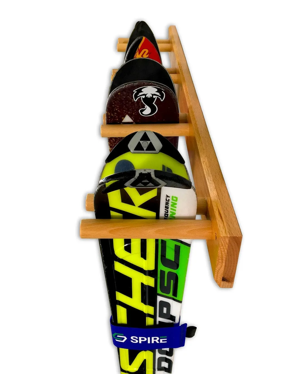 Snowbird Ski Storage Wood Rack | Holds 4 Pairs of Skis