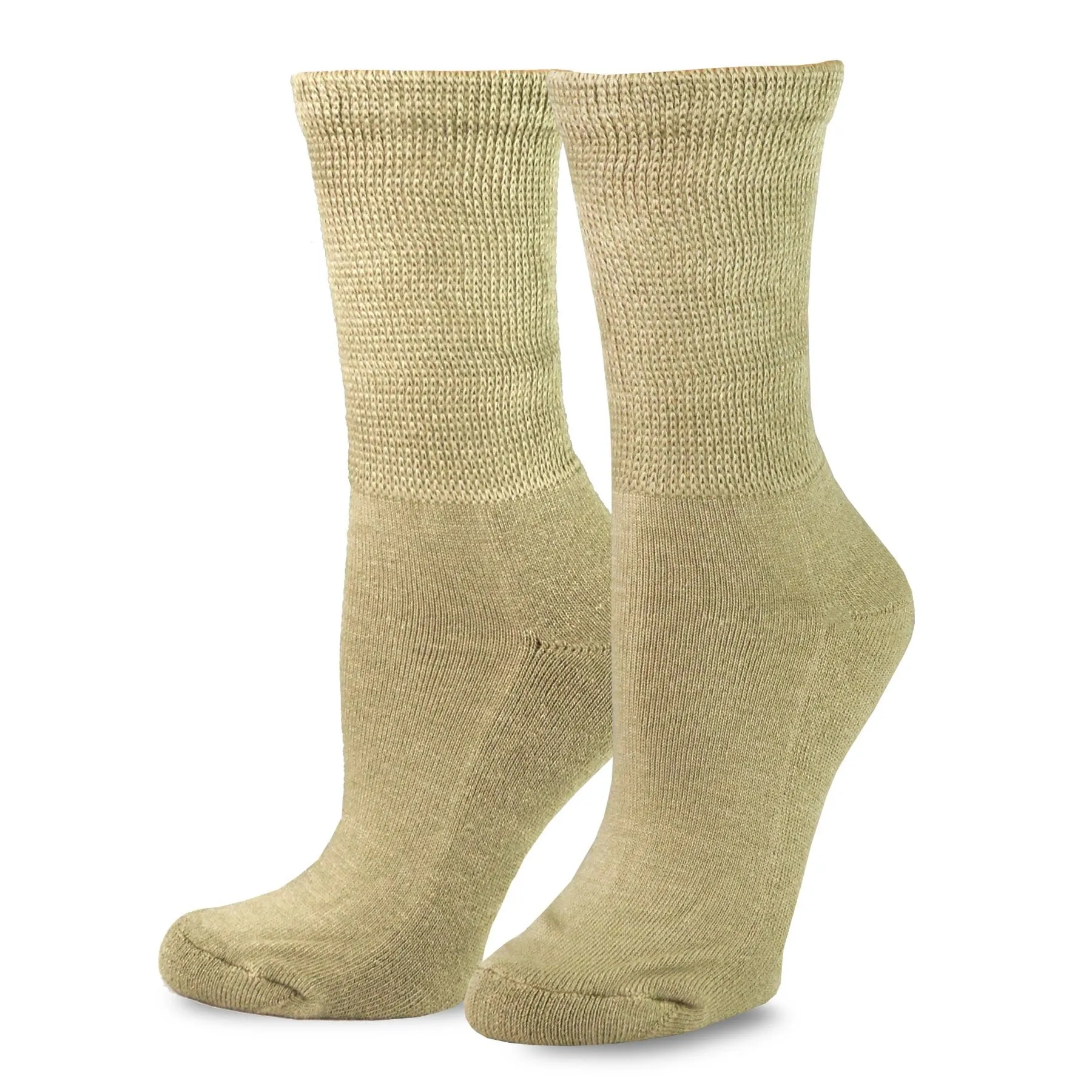 TeeHee Socks Men's Diabetic Bamboo Crew Tan 3-Pack (51012)