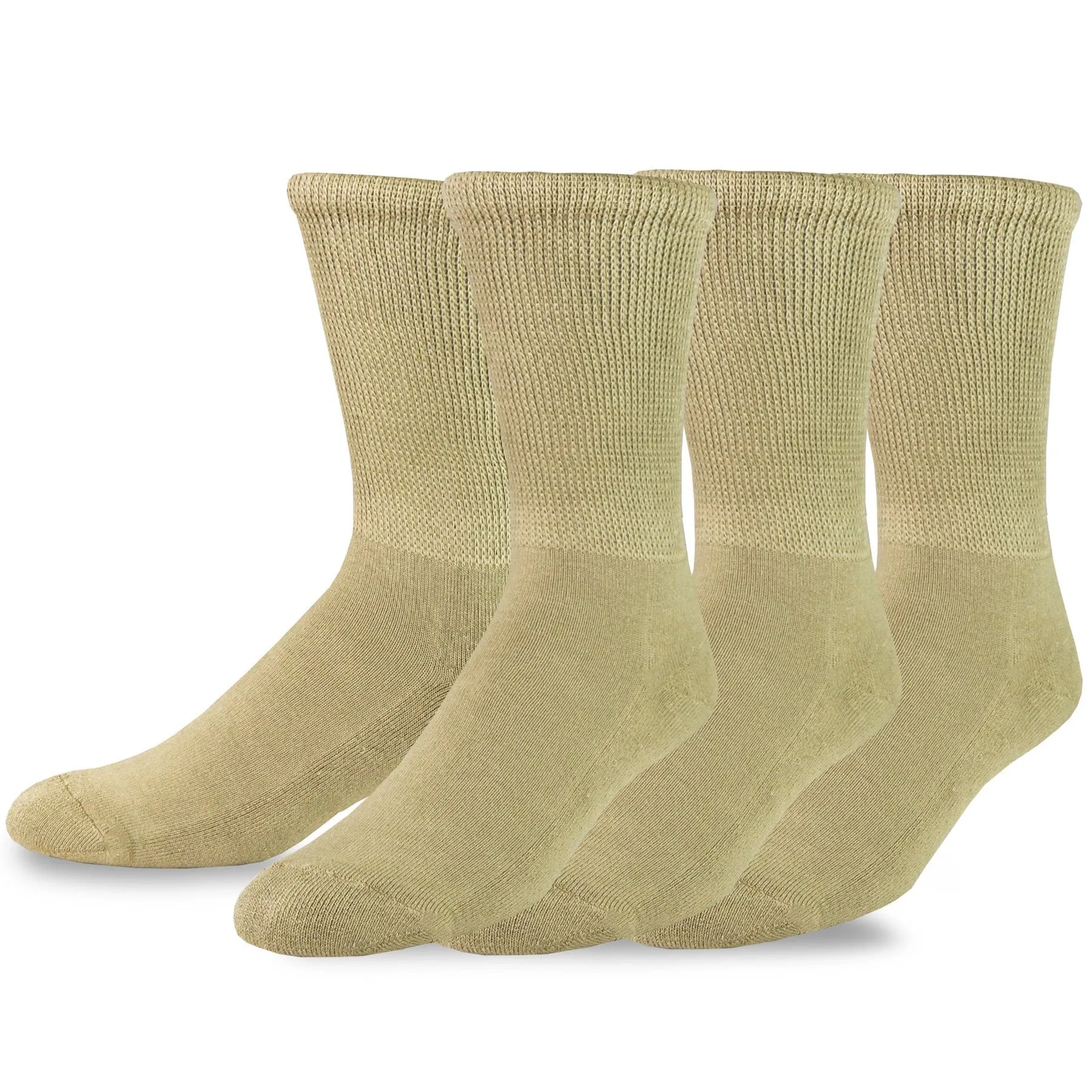 TeeHee Socks Men's Diabetic Bamboo Crew Tan 3-Pack (51012)