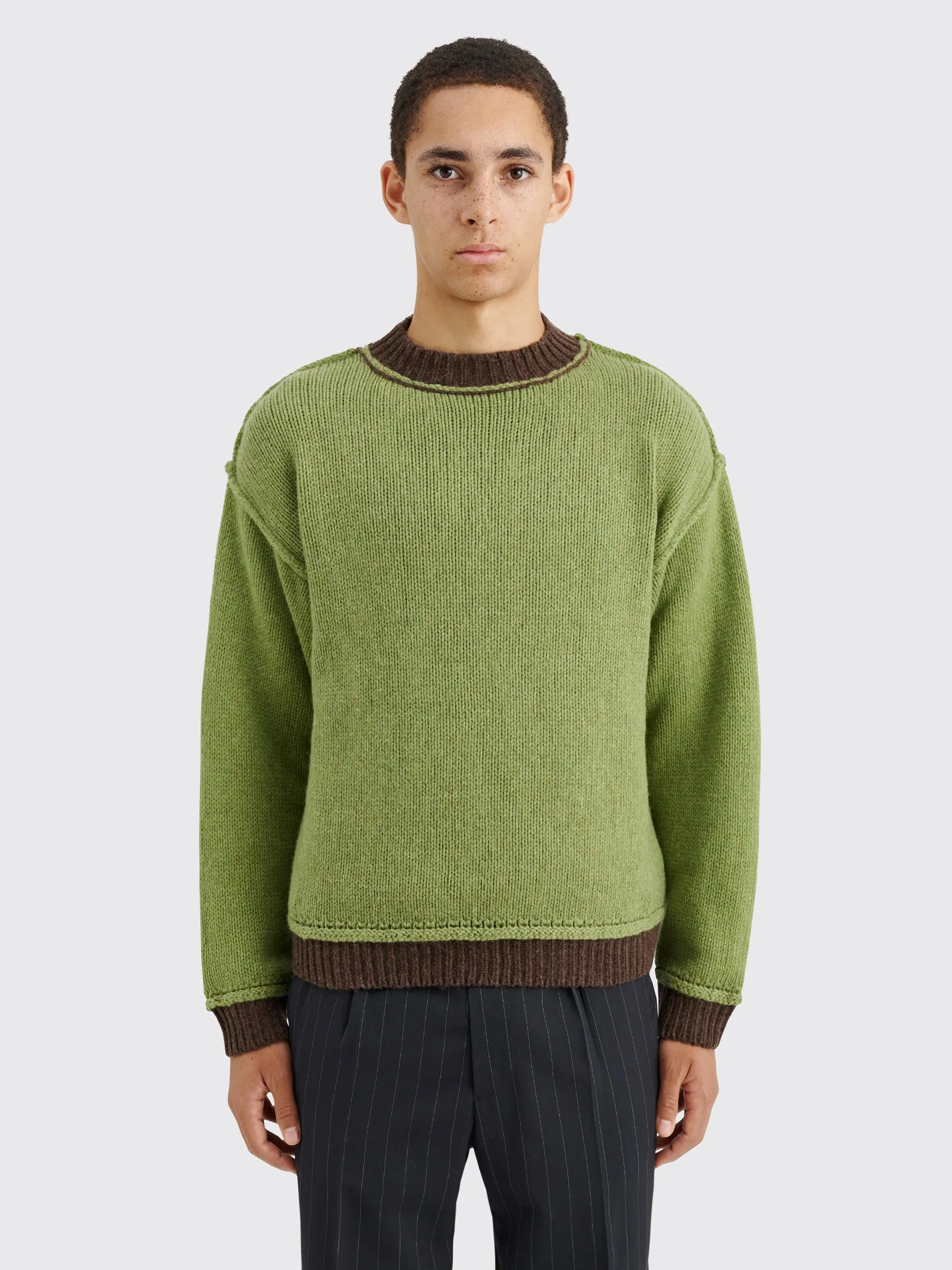 TRS BIEN everywear Inside Out Sweater Wool Green Brown