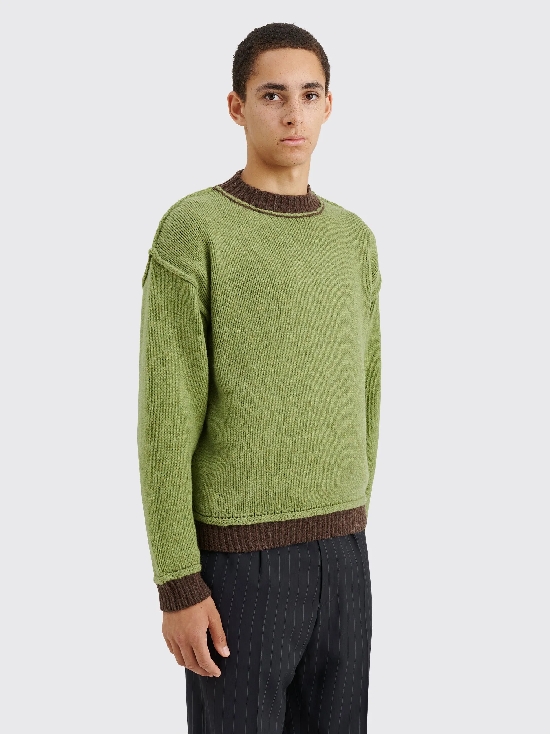 TRS BIEN everywear Inside Out Sweater Wool Green Brown