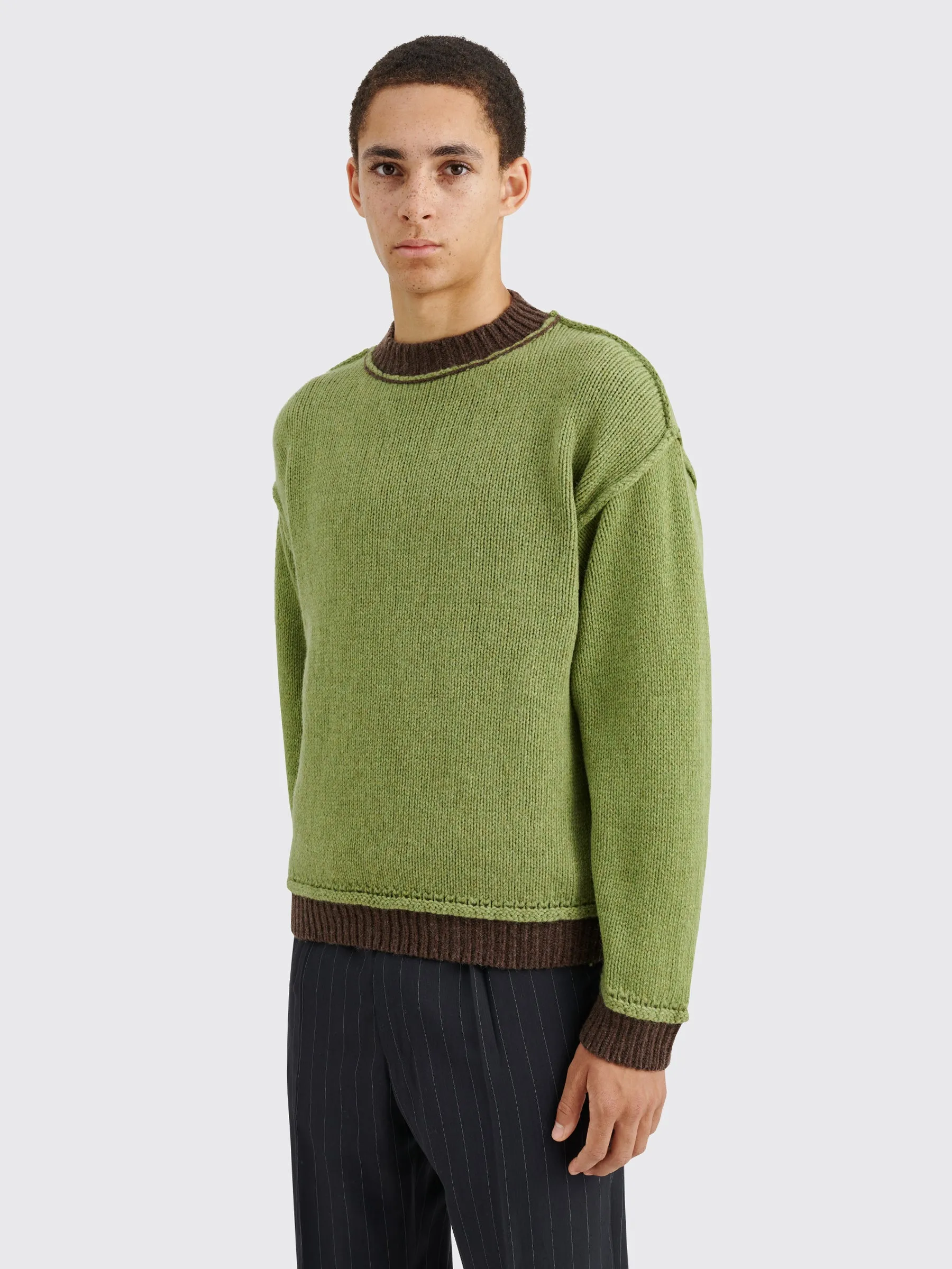 TRS BIEN everywear Inside Out Sweater Wool Green Brown