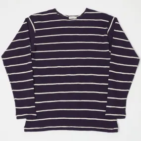 Warehouse & Co 4088 L/S Stripe Tee - Navy/Off White